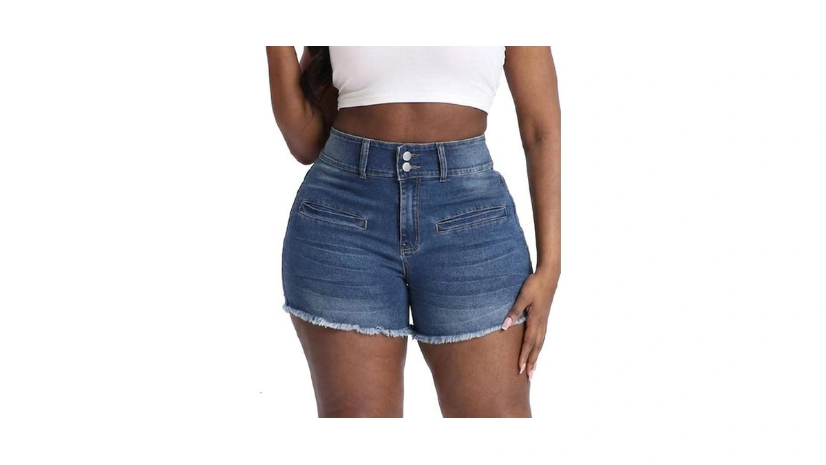 Gocolloa Women Plus Size Jean Shorts Stretchy 3.5" Sexy Trendy