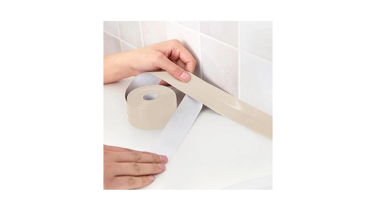 Beige Caulk Tape Self Adhesive Caulking Strip Waterproof Peel &
