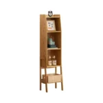 Latifolia Bookshelf, 4-tier Bamboo Bookcase With Bottom Storage Shelving, Narrow