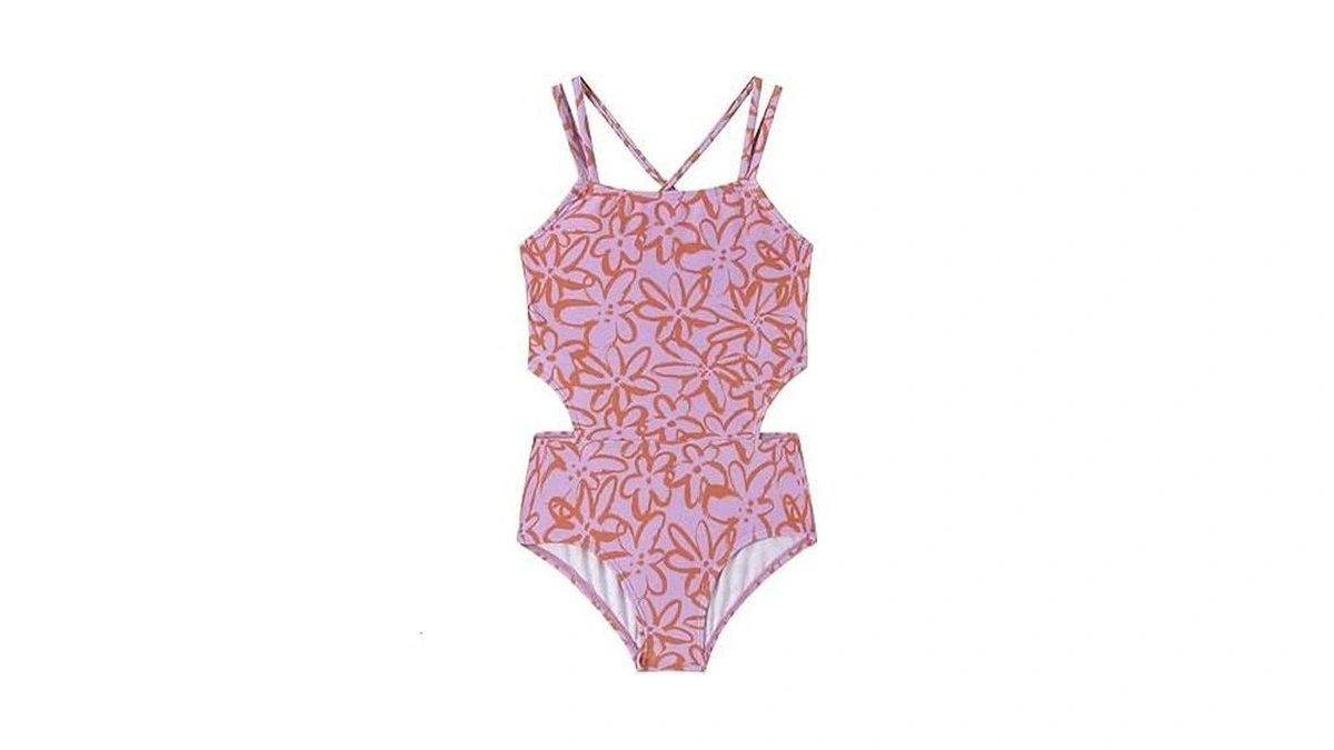 Lizens Girls' One Piece Leopard Swimwear Cut Out Spaghetti Straps