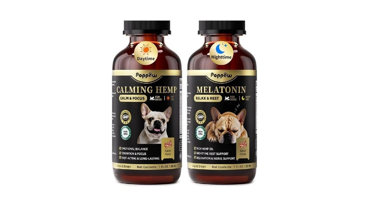Poppaw Calming Melatonin Drops For Dogs, Day & Night Dog