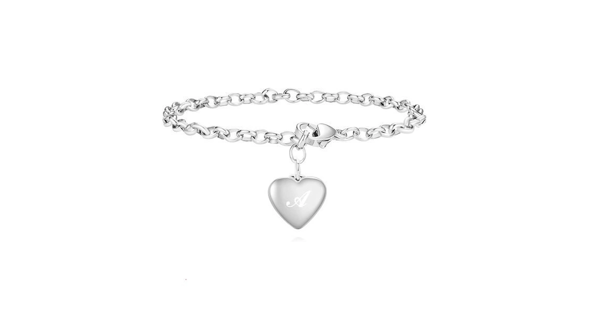 Hxnibatsar Stainless Steel Bracelet For Women, Heart A-z Letter Pendant