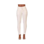 Glook Women's White High Waisted Tummy Control Skinny Fit Jeans