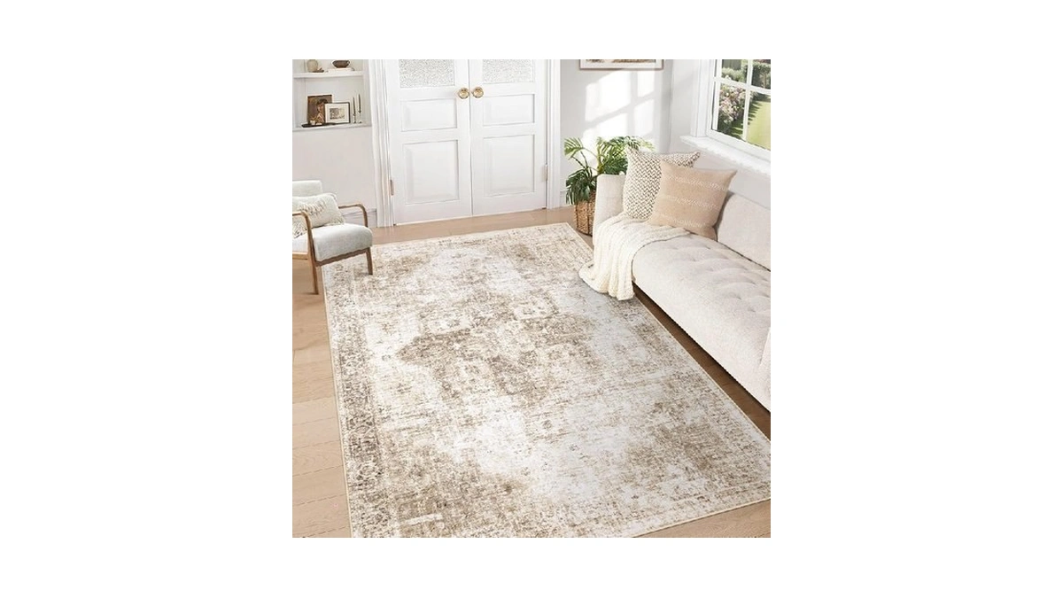 Vecarf Area Rug 5x7 Washable Rug, Vintage Boho Medallion Rugs