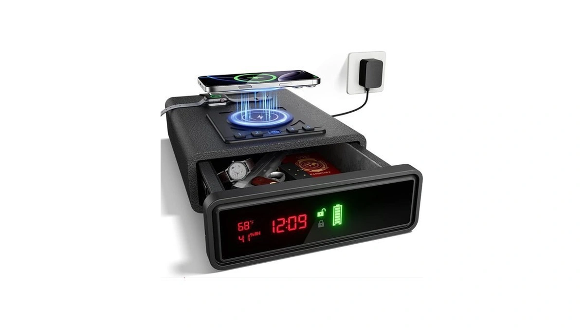 Oraraer Biometric Smart Gun Safe With Wireless Charging, 3 Quick