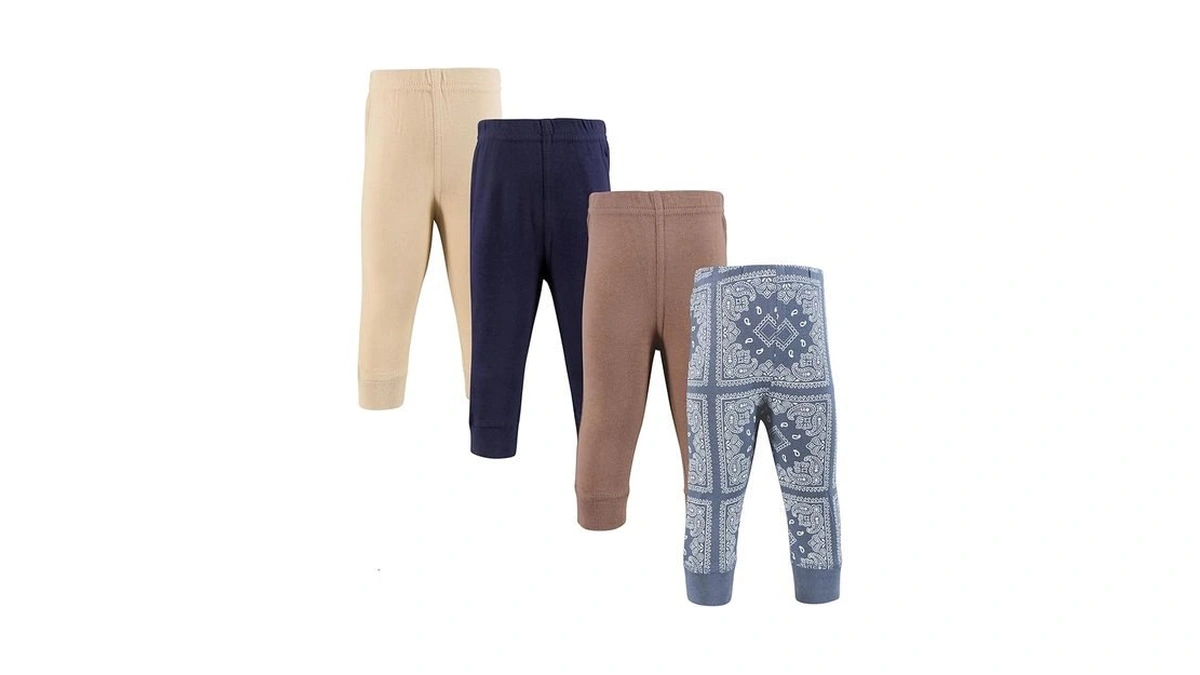 Hudson Baby Boys Cotton Pants And Leggings, Blue Bandana, Preemie