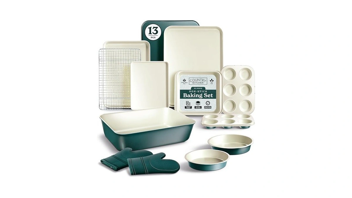 Country Kitchen Nonstick Stackable Bakeware Set - Deluxe Heavy Duty,