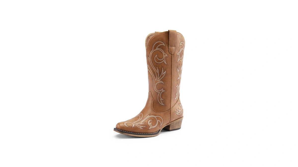 Dream Pairs Women's Cowboy Boots Mid Calf Cowgirl Boots Square