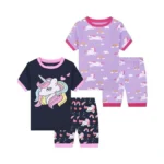 Benaive Girls Pajamas Sets 4 Pieces 100% Cotton Summer Pjs
