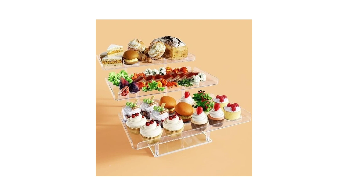 Bakzon 3 Tier Serving Tray For Entertaining, Acrylic Dessert Table