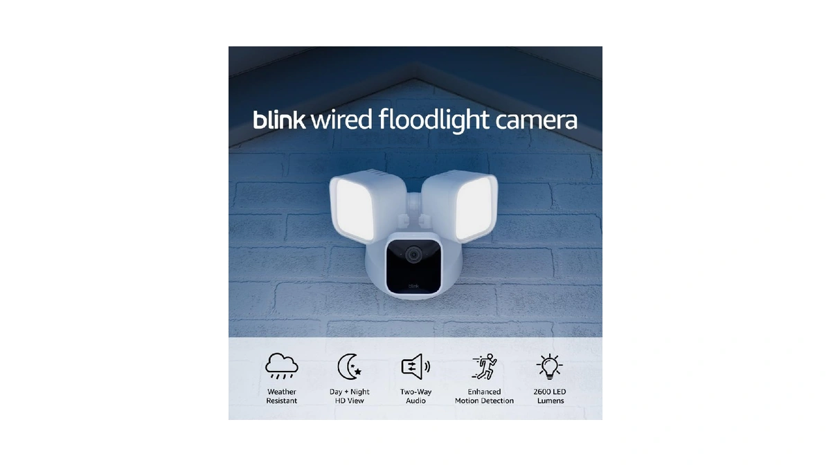 Blink Wired Floodlight Camera, Smart Security Camera, 2600 Lumens, Hd