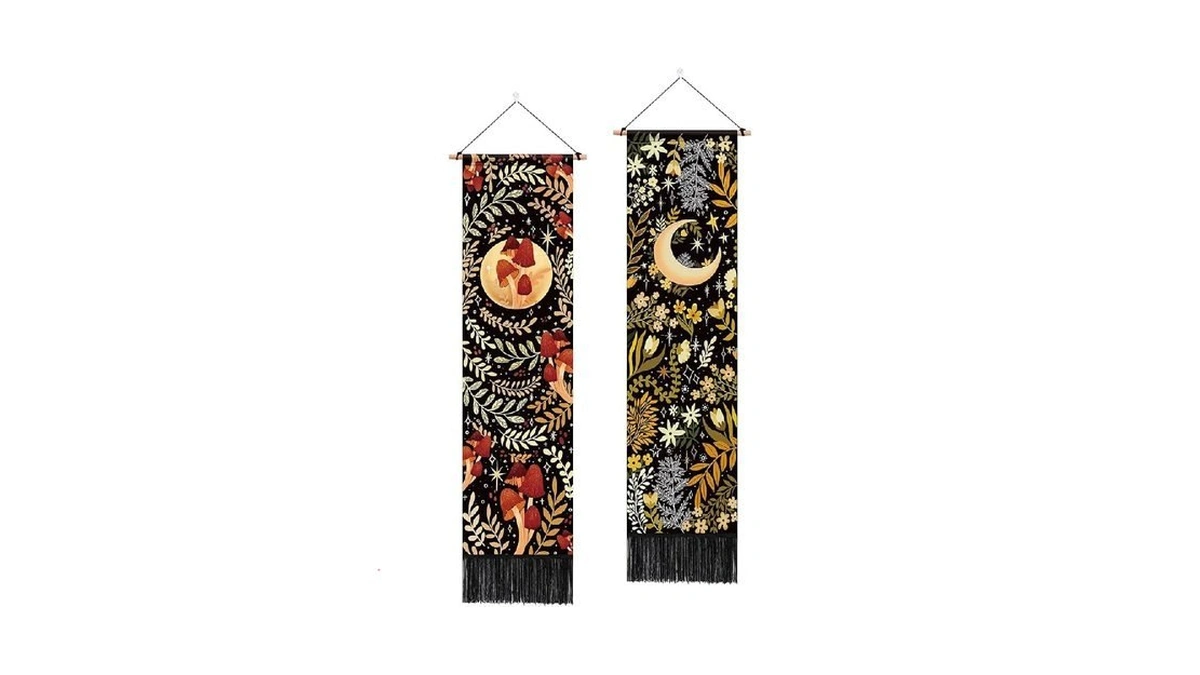 Artcreator Pack Of 2 Moon And Floral Tapestry Cottage Core