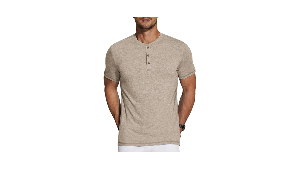 Coofandy Men's Short Sleeve Henley Shirts Basic Tee Summer Solid