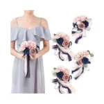 Tinge Time 7inch Wedding Bouquets For Bridesmaid, Artificial Flowers Cascading