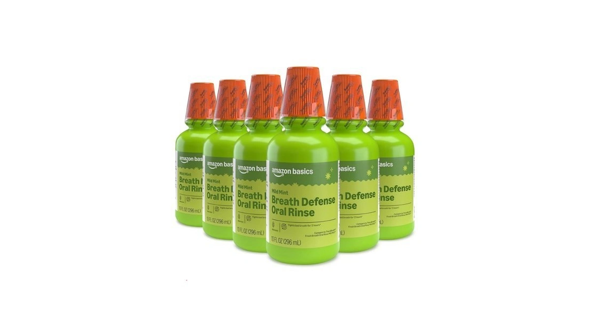 Amazon Basics Breath Defense Oral Rinse, Mild Mint, Fights Bad