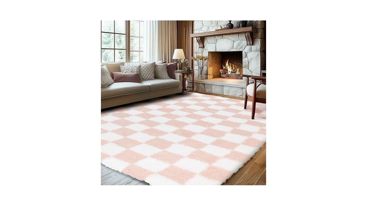 Ecoshag Soft Rugs For Living Room, 5x7 Ft Pink And