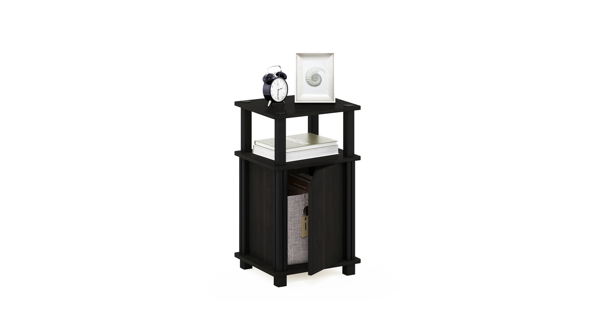 Furinno Brahms 3-tier End Side Sofa Table/nighstand With Door, 1-pack,
