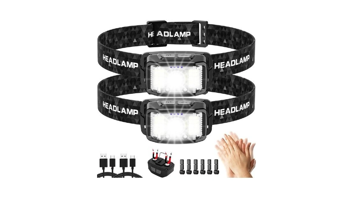 Headlamp Rechargeable,2 Pack 2000 Lumen Super Bright Led Headlamp,16 Modes