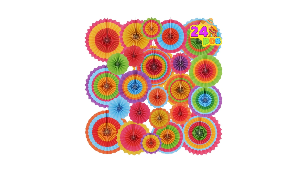 Joyin 24 Colorful Hanging Paper Fan Round Wheel Disc For