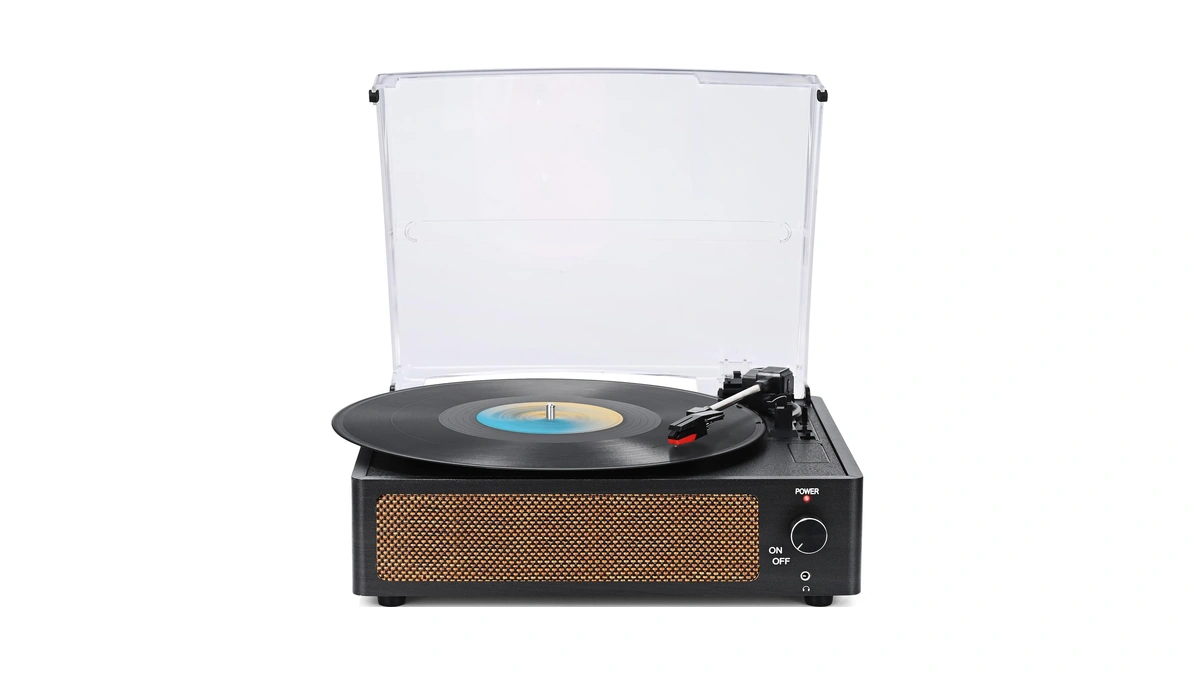 Wockoder Vinyl Record Players Vintage Turntable With Speakers Belt-driven Turn