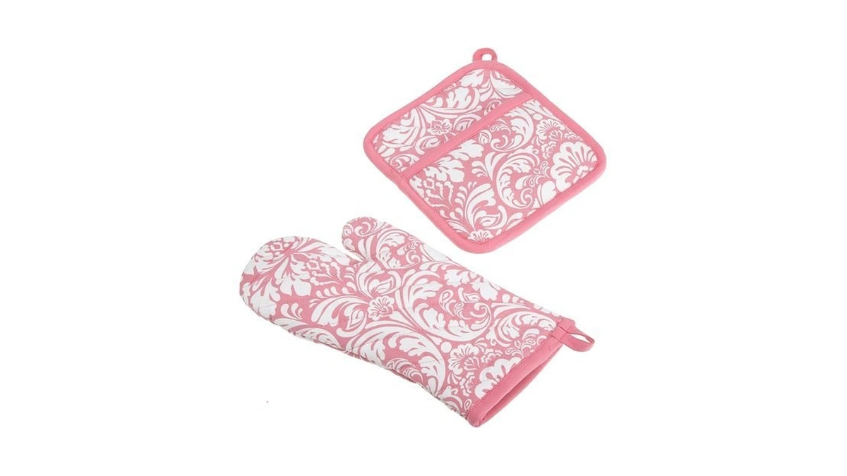 Dii Quilted Kitchen Oven Mitt & Potholder Set, Hanging Loop