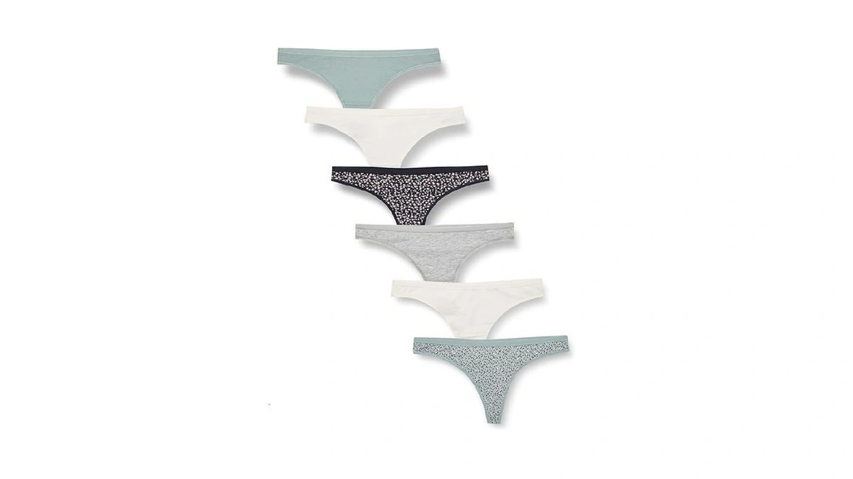Amazon Essentials Women's Breathable Cotton Thong Underwear, Pack Of 6,