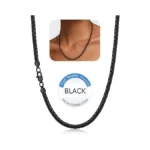 Jewlpire Black Chain Necklace For Women, 3mm Flat Link Chains