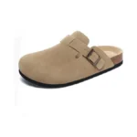 Xiakolaka Women's Suede Clogs Adjustable Buckle Slip On Footbed Home