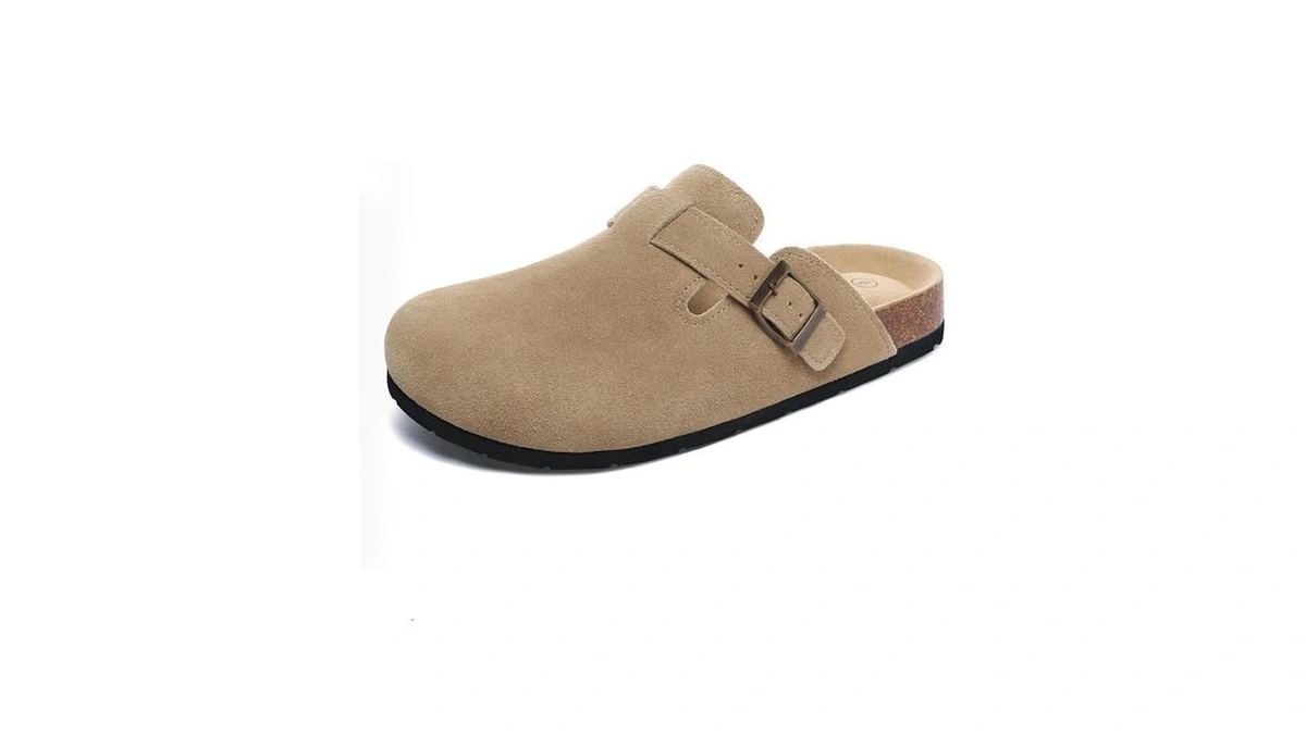 Xiakolaka Women's Suede Clogs Adjustable Buckle Slip On Footbed Home