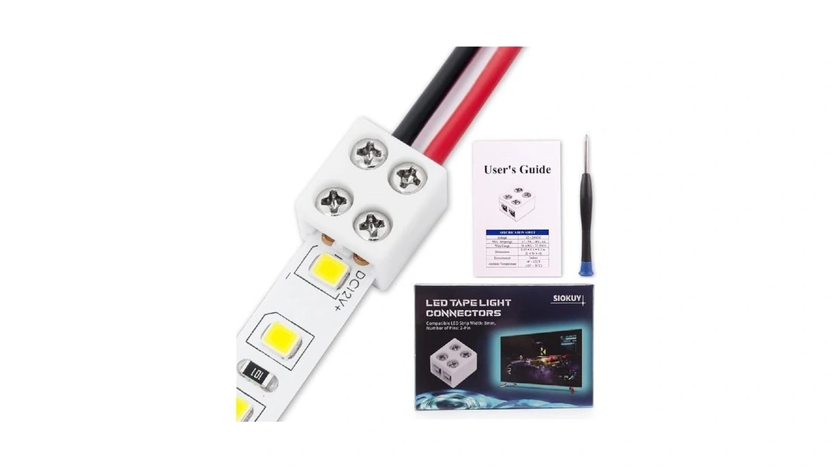 20 Pack 2 Pin 8mm Led Strip Connectors, Solderless Screw