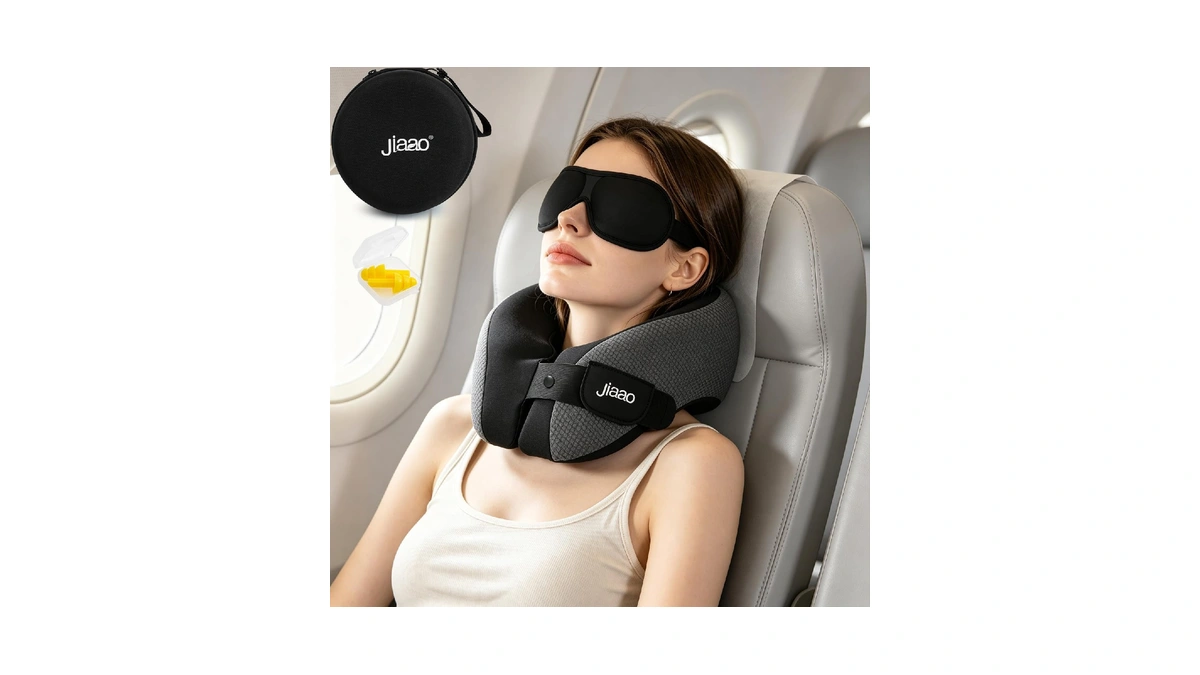 Jiaao Travel Pillow Premium Memory Foam Neck Support, 360° Support