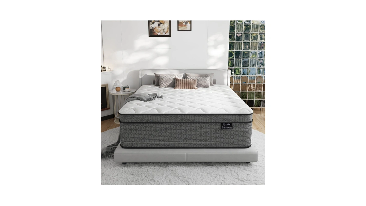 Ruoysun King Size Mattress, 14 Inch Medium Firm Hybrid King