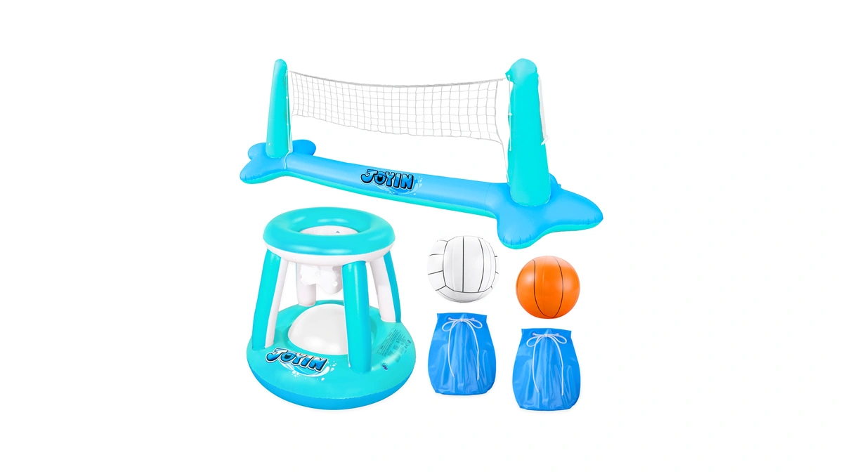 Joyin Xl Inflatable Pool Float Set, 125'' Volleyball Net &