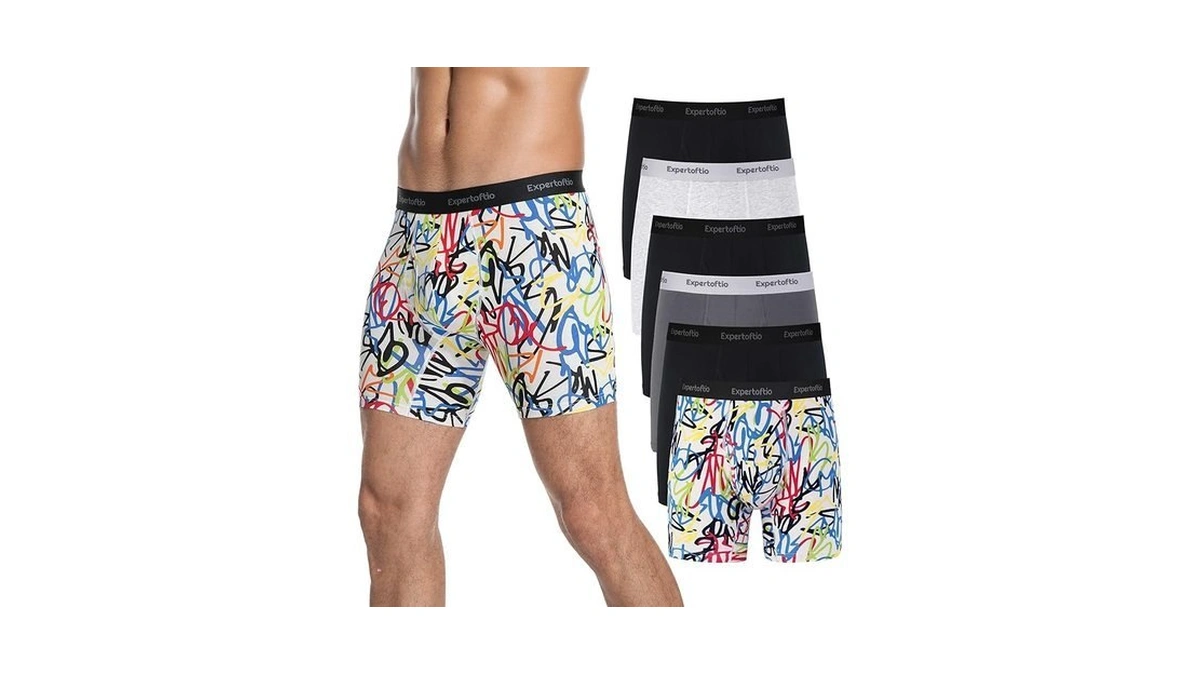 Expertoftio Cotton Men's Underwear Boxer Briefs Pack, 6 Inch, Breathable,