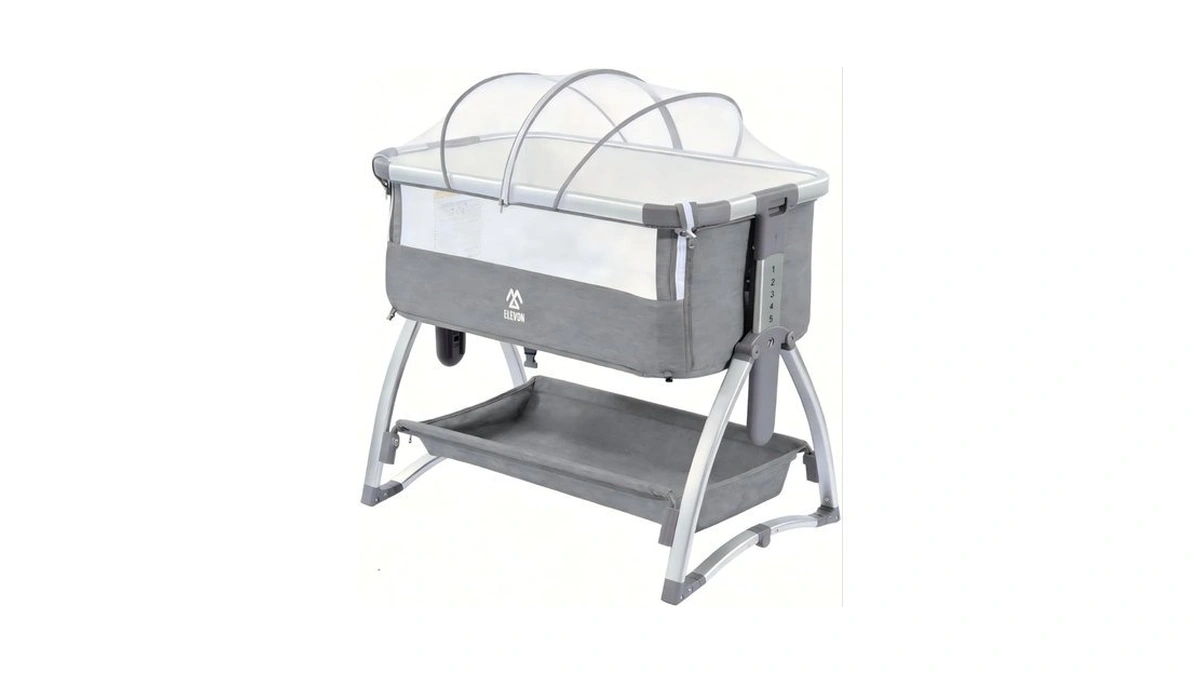 Elevon Bedside Bassinet, 4-in-1 Baby Bedside Sleeper With Rocking Mode,