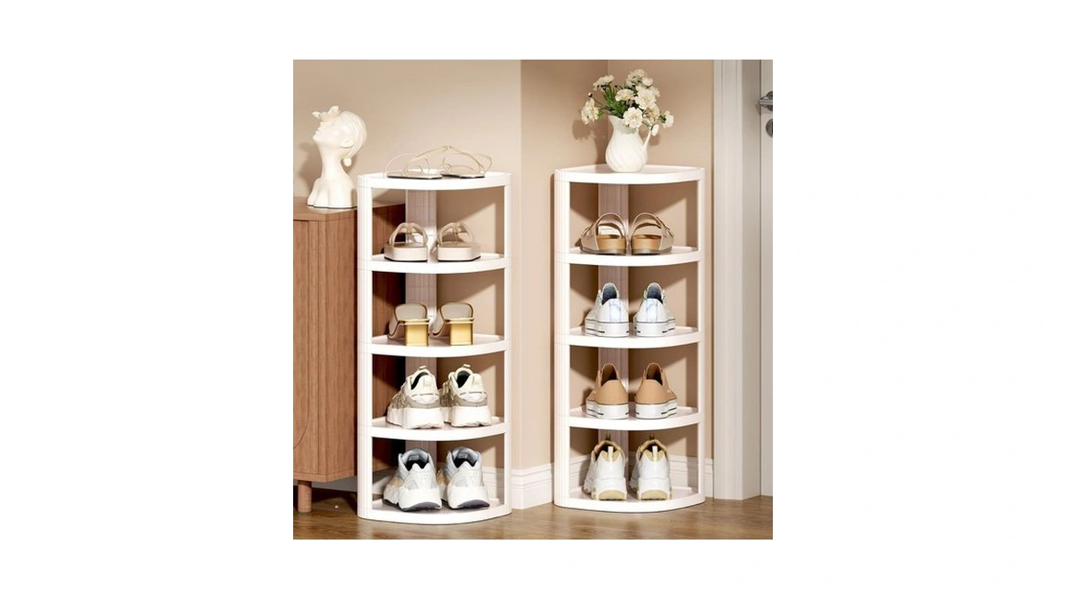 Nestorganix 10 Tier Vertical Shoe Rack, Stackable Narrow Shoe Rack