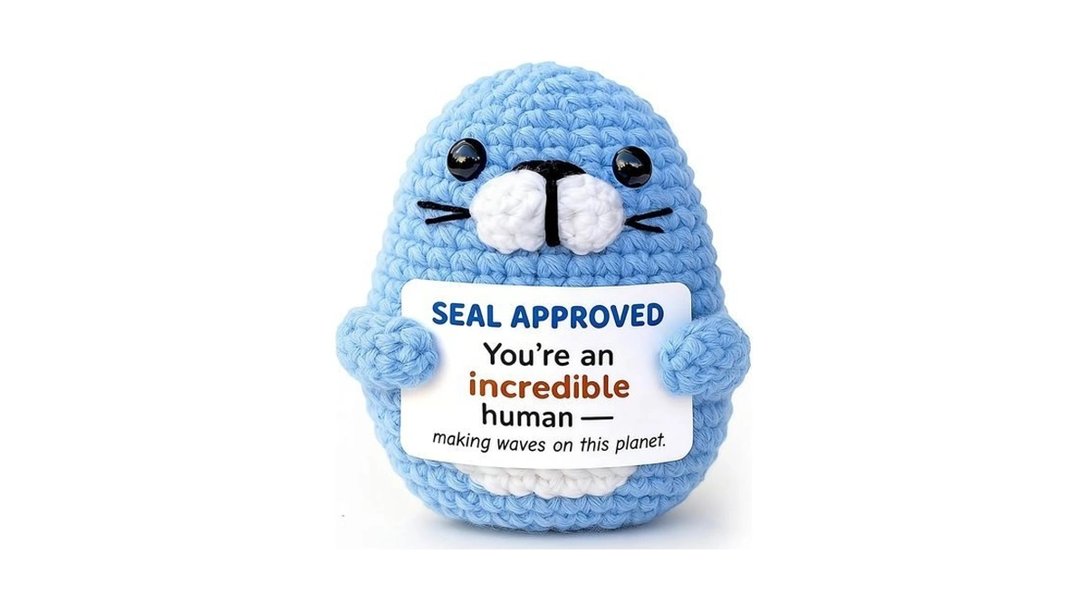 Krinisou Positive Animals Crochet Seal Gift – Cute Small Encouragement