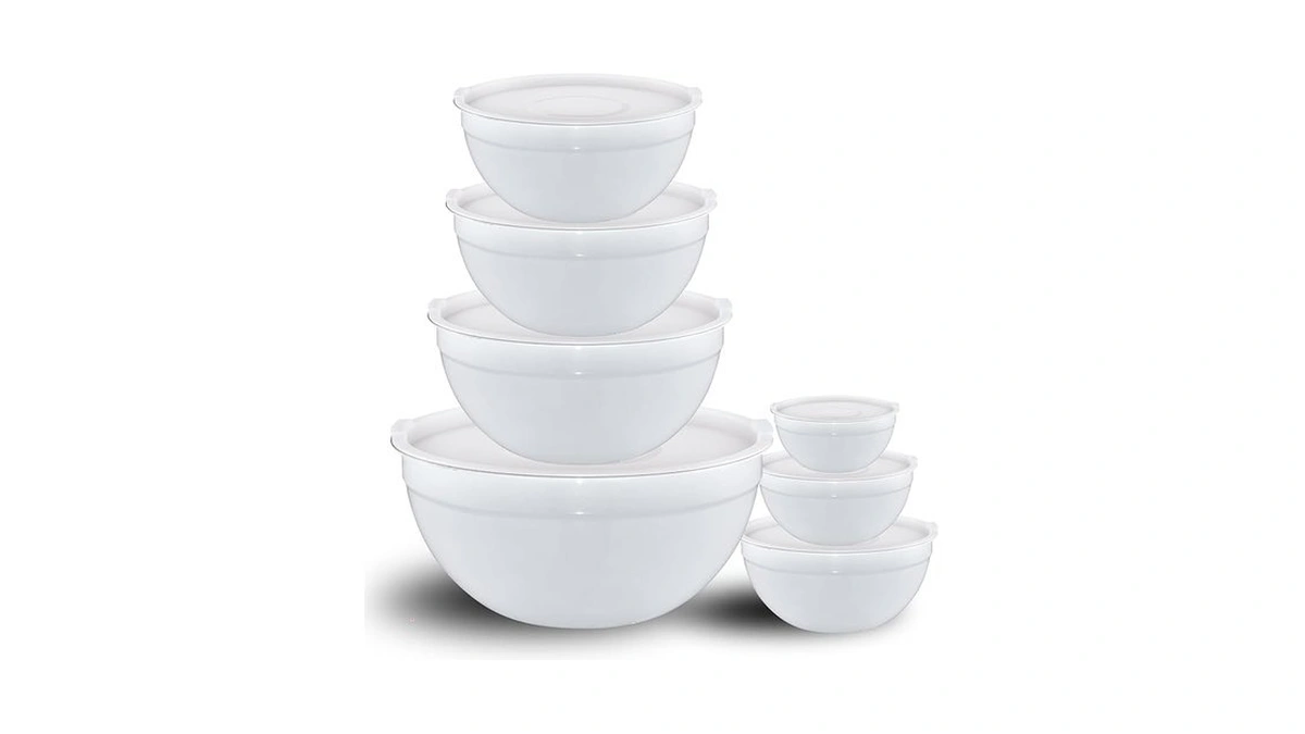 Lktdymeg White Mixing Bowls With Lids Set Of 7, Stainless