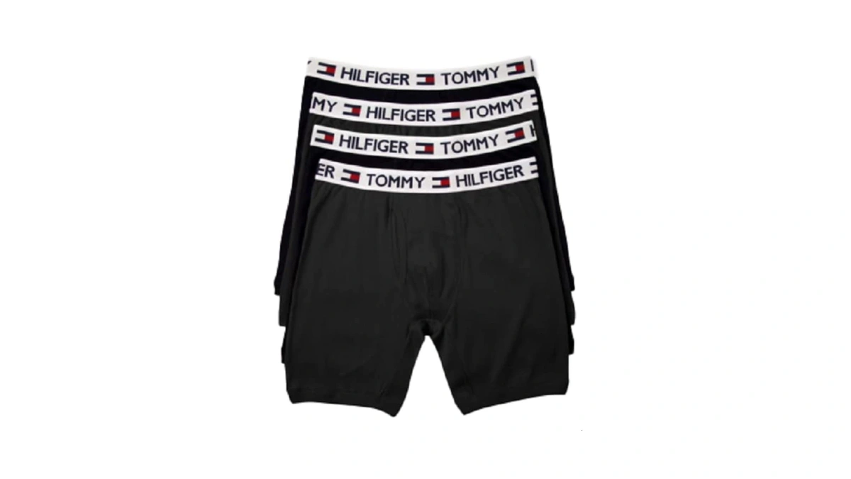 Tommy Hilfiger Men's 4 Pocket Boxer Brief, Black, Large