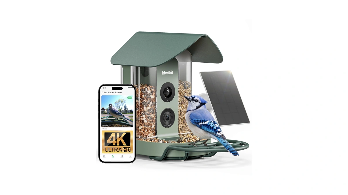 Kiwibit Smart Bird Feeder With Camera Solar Powered, 4k Video
