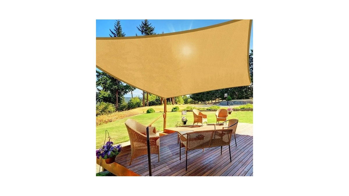 Happytrends Sun Shade Sail,10'x 13' Heavy Duty Uv Protection Beach