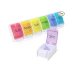7 Day Pill Organizer, Removable Daily Cases With Rainbow Lids