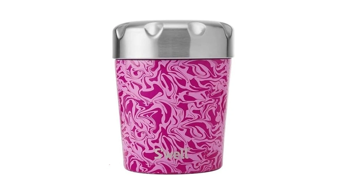 S'well Stainless Steel Ice Cream Chiller, 16oz, Strawberry Swirl, Triple