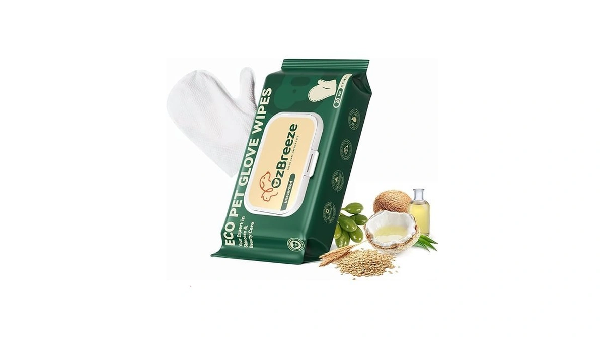 Ozbreeze Eco Pet Glove Wipes For Dogs & Cats, Hypoallergenic
