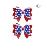 4th Of July Patriotic Hair Bow Clips, Red White Blue