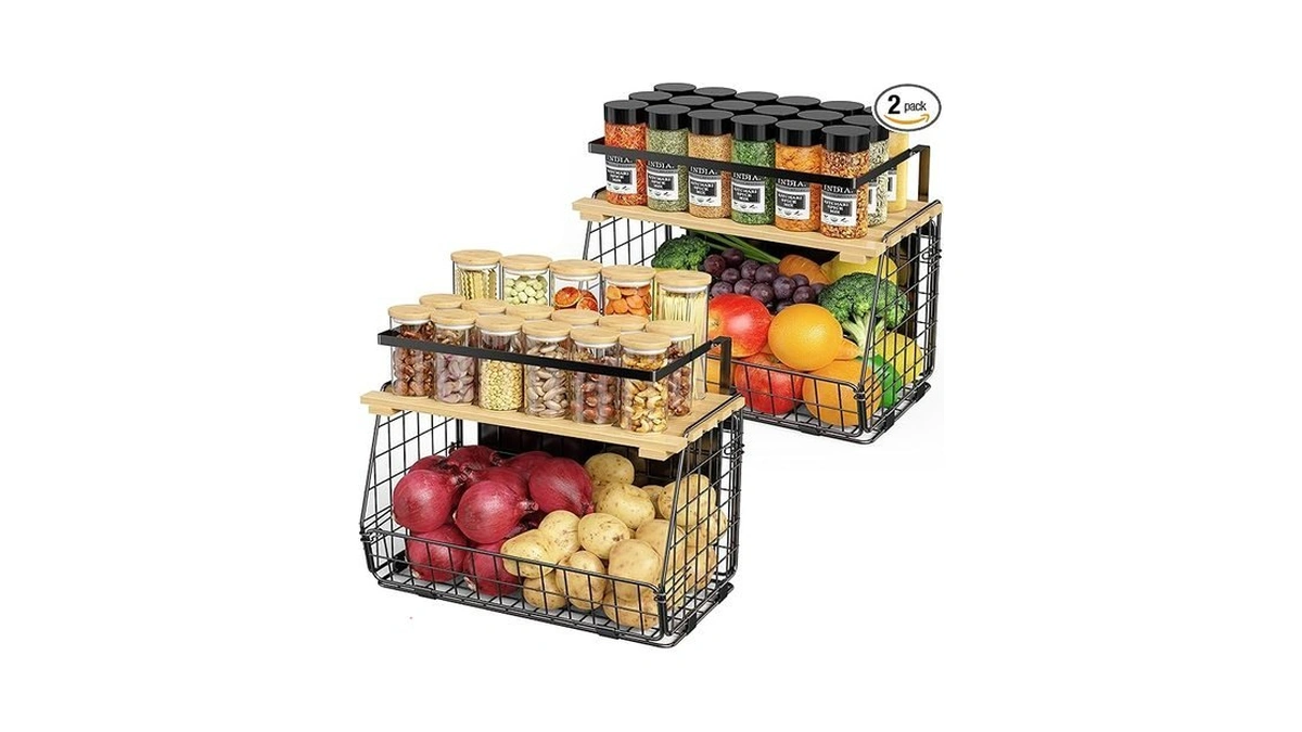 Ggiu Magnetic Shelf For Fridge With Lid: 2 Pack Fruit