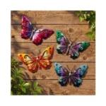 Hoikwo 4 Pack 9.6" Metal Butterfly Wall Decor, Outdoor Fence