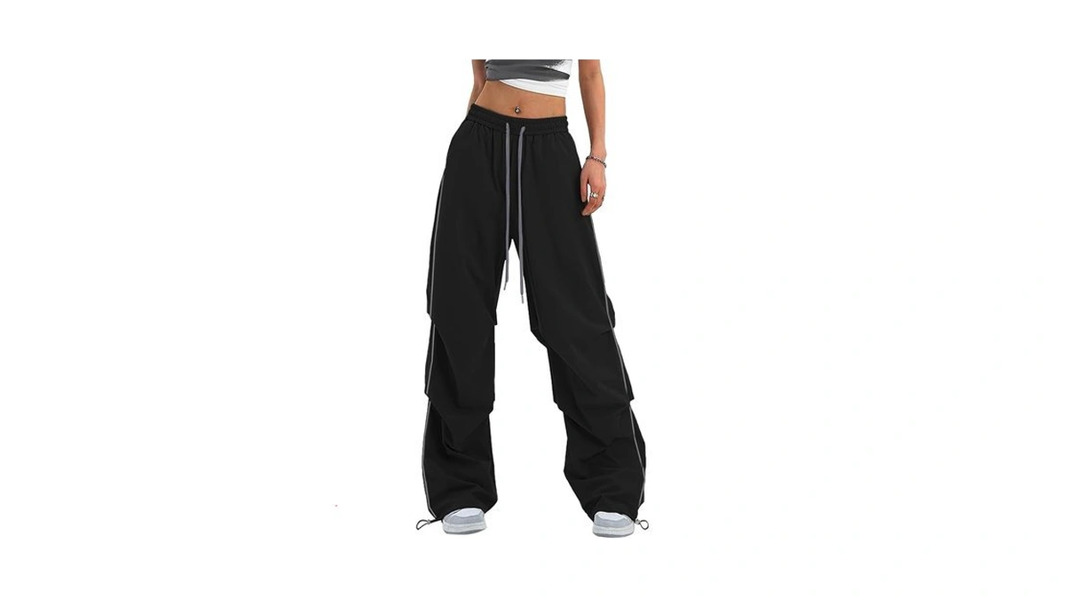 Bakyarder Women’s Y2k Baggy Parachute Pants Wide Leg Casual Track