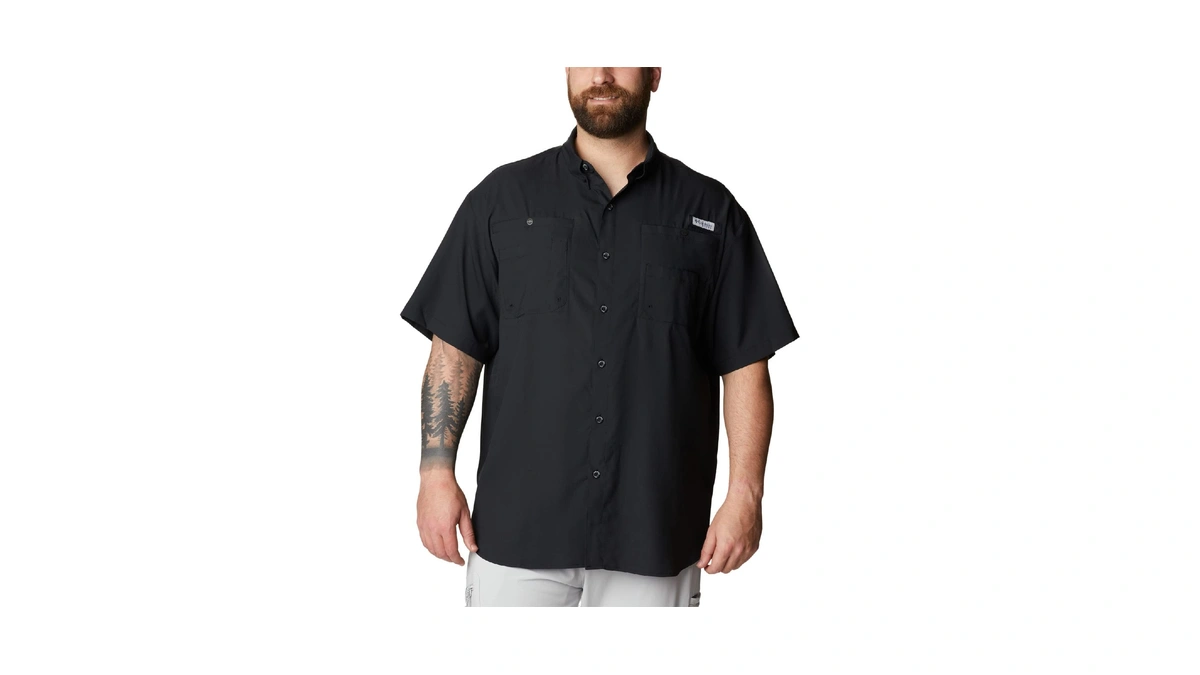 Columbia Mens Pfg Tamiami Ii Short Sleeve Fishing Shirt, Black,