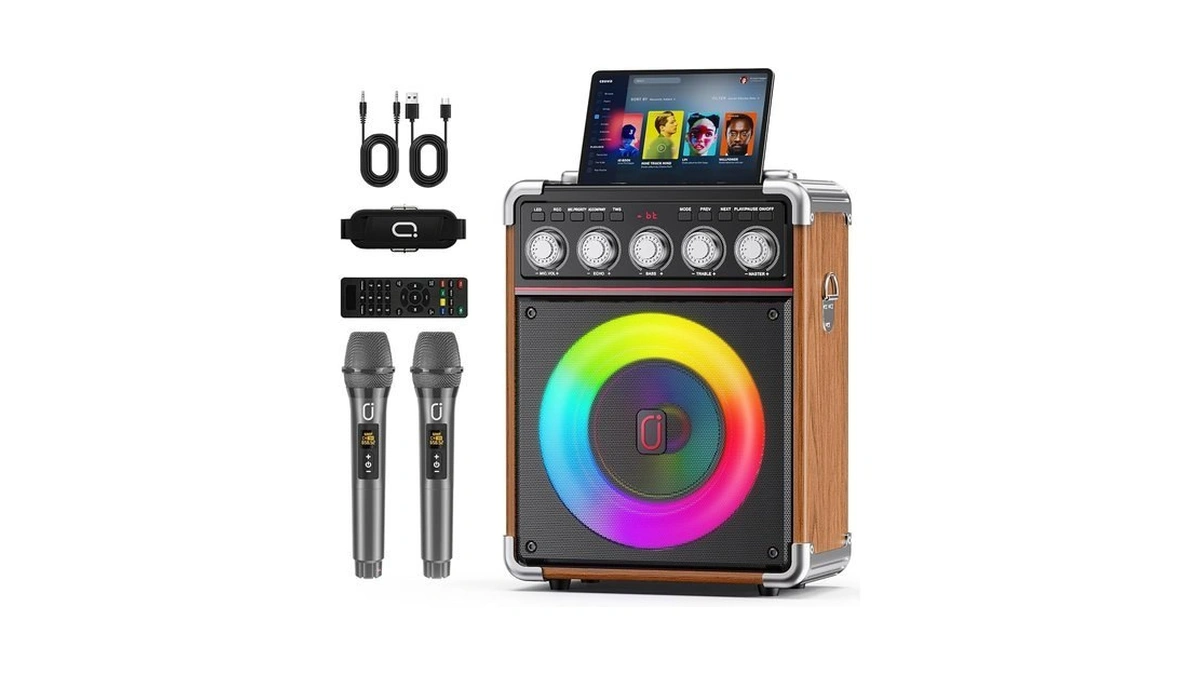 Karaoke Machine For Adults With 2 Wireless Microphones, Portable Bluetooth